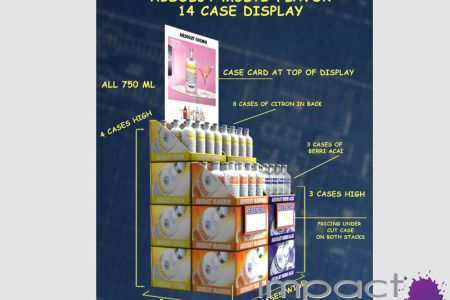 3d mockup of absolut vodka case display with instructions for execution