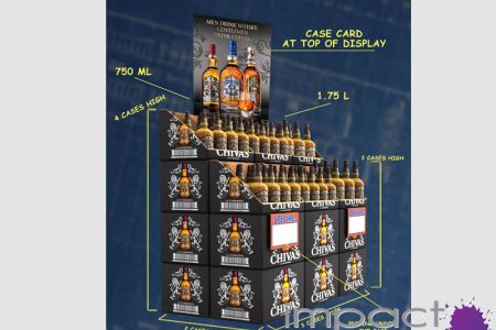 3d mockup of Chivas case display with instructions for drivers