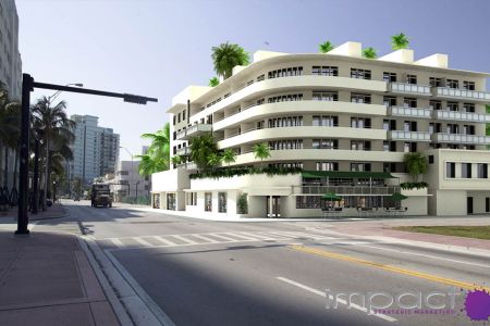 3D Rendering of The Boulan Hotel in Miami, Composited Into Live Action Video of Street By Impact Studios