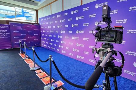 Blackmagic cinema camera ready to shoot the red carpet at the Outright International celebration of courage gala