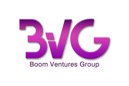 Boom Ventures Group logo for publishing company brand identity