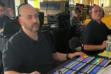 Director John Carboni directing and switching live corporate event stream production