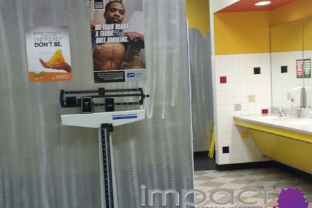 Guerilla marketing at US local gym for government smoking cessation program