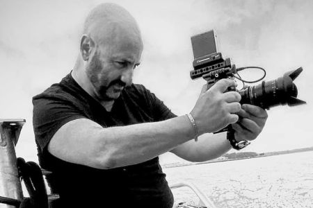 Handheld cinematic video production on location on the East River, NYC